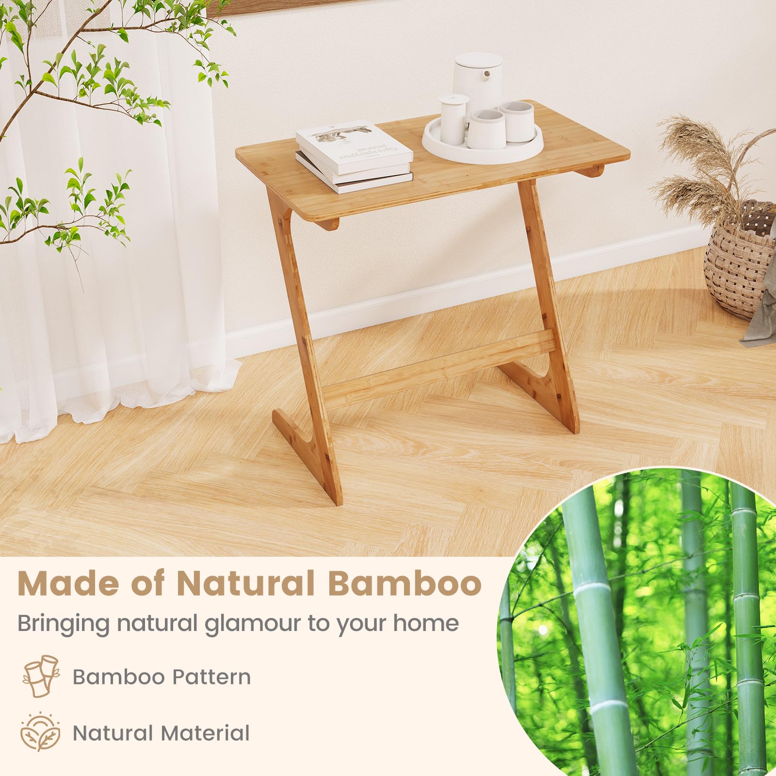 Amazon.com: Giantex Bamboo TV Tray Table, Z Shaped Sofa Couch Side